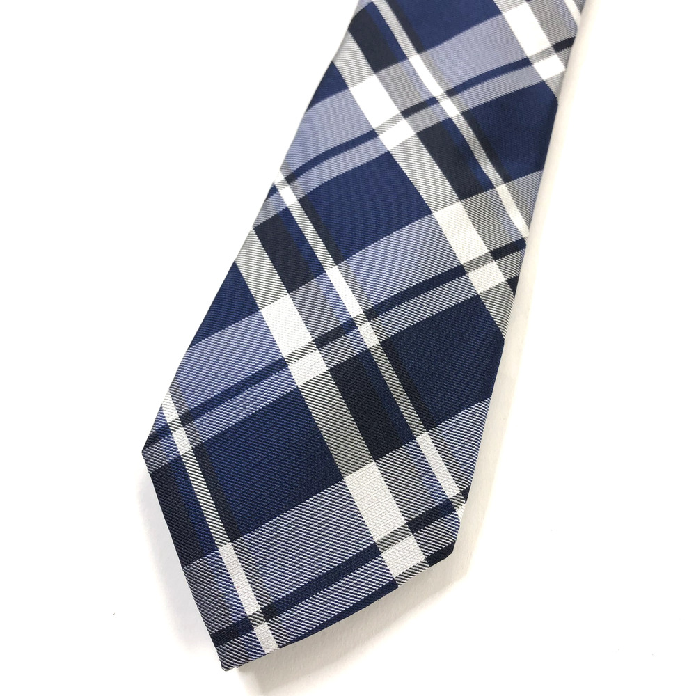 Lauren Ralph Lauren Men's 100% Silk Neck Tie Inch Plaid Blue Gray MINT